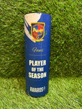 A fully bespoke trophy, wooden Premier League style cylinder award personalised to your clubs shirt or colours.