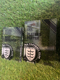 Glass style customised awards, clear polished personalised rectangular acrylic trophy printed with your club design and colours.